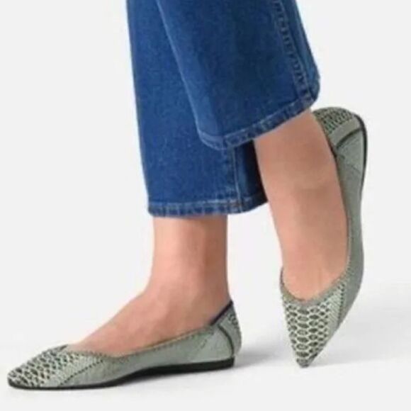Rothy’s Women's Ballet Size 9 Pistachio Python Pointed Toe Flats Retired Rare - Picture 1 of 11